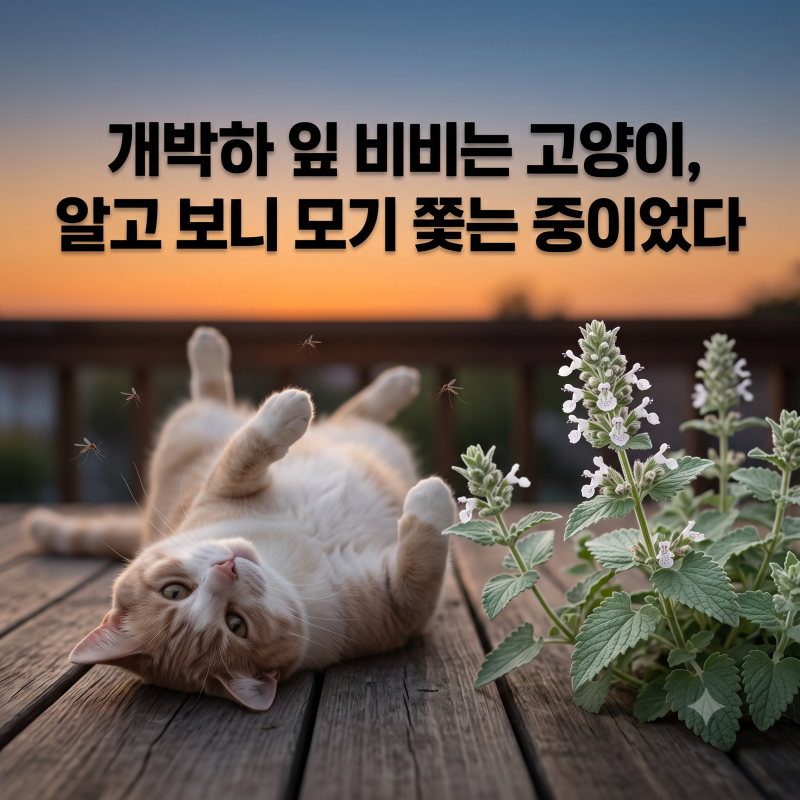 개박하 잎 비비는 고양이, 알고 보니 모기 쫓는 중이었다