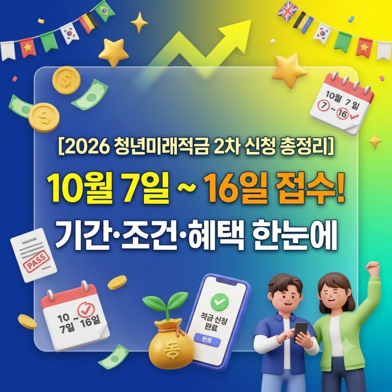 [2026 최신] 청년미래적금 2차 신청 총정리: 기간·조건·혜택부터 도약계좌 갈아타기까지 한눈....