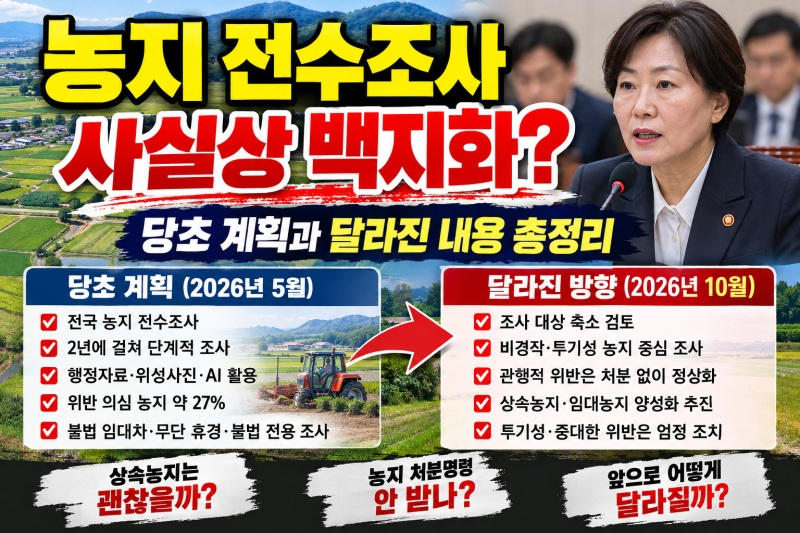 농지 전수조사 사실상 백지화? 당초 계획과 달라진 내용 총정리
