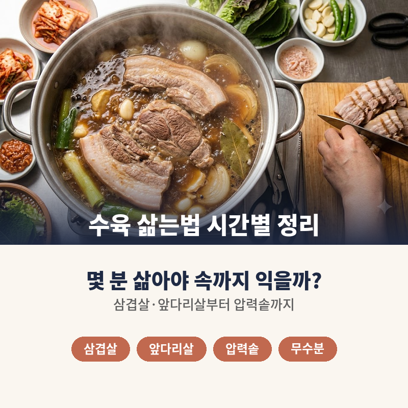 수육 삶는법, 삼겹살·앞다리살은 몇 분 삶을까? 압력솥과 무수분까지 정리