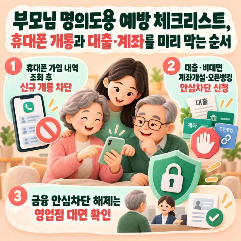 부모님 명의도용 예방 체크리스트, 휴대폰 개통과 대출·계좌를 미리 막는 순서