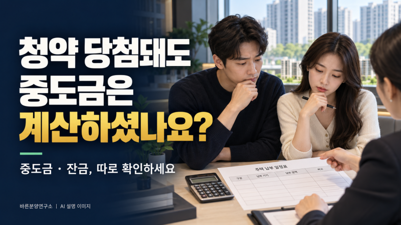 청약 당첨돼도 계약 못할 수 있습니다 — 중도금 40%·잔금대출, 청약 전에 계산하세요