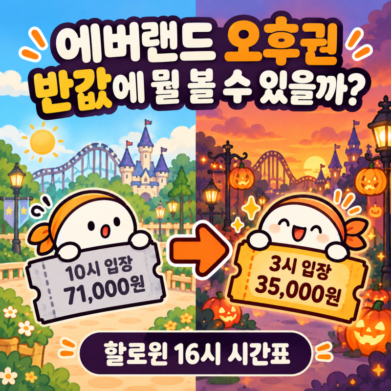 에버랜드 오후권 BC카드면 35,000원｜15시 입장 후 블러드시티·퍼레이드 시간표
