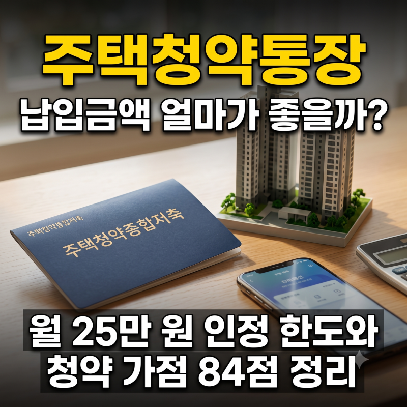 주택청약통장 납입금액 얼마가 좋을까? 월 25만 원 인정 한도와 청약 가점 84점 정리