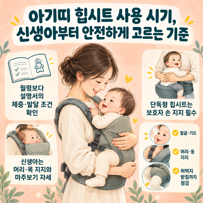 아기띠 힙시트 사용 시기, 신생아부터 안전하게 고르는 기준