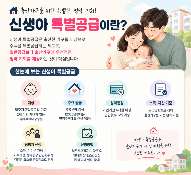 2026 신생아 특별공급 총정리｜신청조건·소득기준·청약방법 한눈에 보기