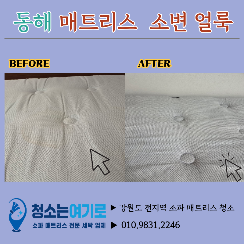 동해 매트리스 청소｜오줌 소변 얼룩과 냄새 제거 후기