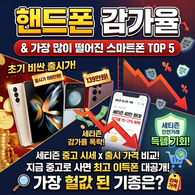 4년 내 출시 스마트폰 중 세티즌 중고 거래 기준 감가율 높은 기종 TOP 5