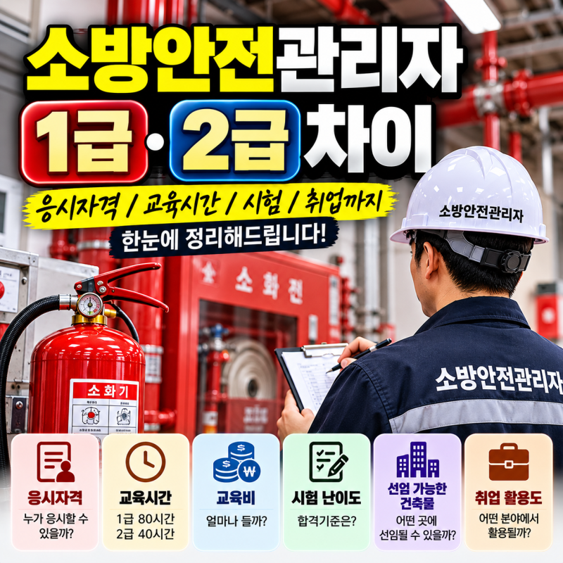 소방안전관리자 1급 2급 차이 총정리｜응시자격 교육시간 시험 난이도 취업 비교