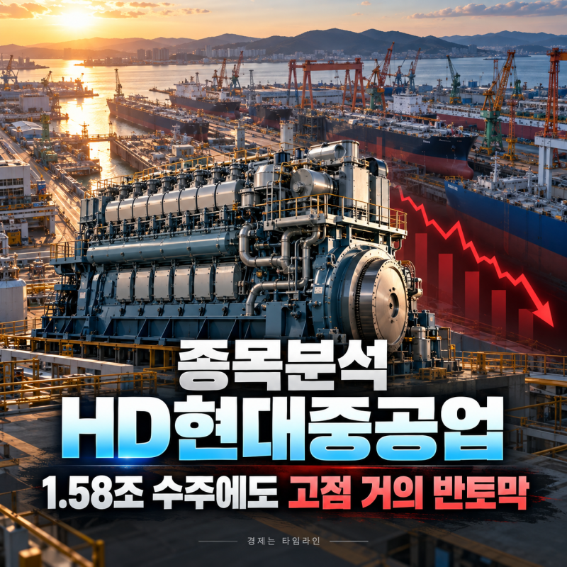 종목분석 HD현대중공업 주가 '1.58조 수주에도 고점 거의 반토막' 전망 다음 엔진 수주가 가를....