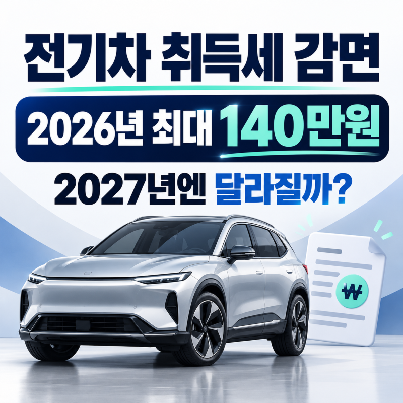 전기차 취득세 감면 2026년 140만원｜2027년엔?