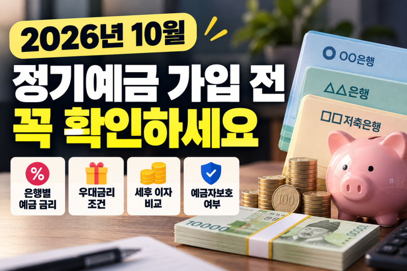 2026년 10월 예금 금리 비교｜이자 높은 은행 찾는 방법 및 비교 총정리