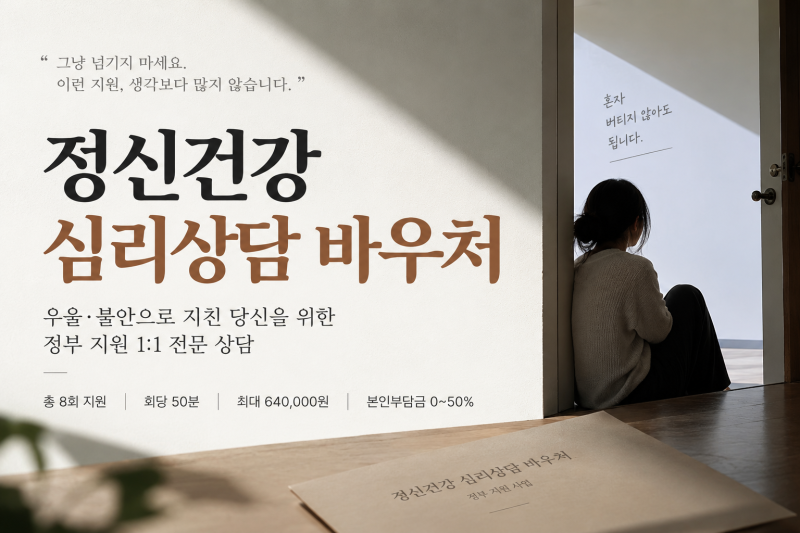 2026 정신건강 심리상담 바우처 신청방법 총정리｜1급 2급 차이·본인부담금·기관 검색