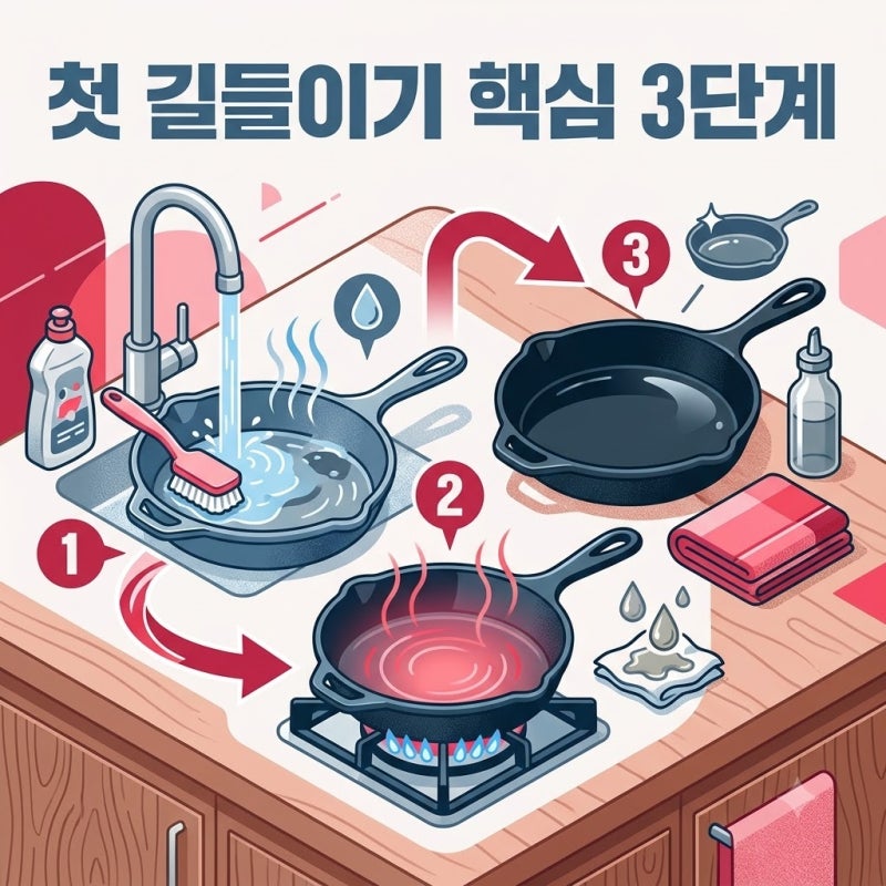 "길들이기 쉬울까" 무쇠 팬 첫 시즈닝 놓치기 쉬운 지점