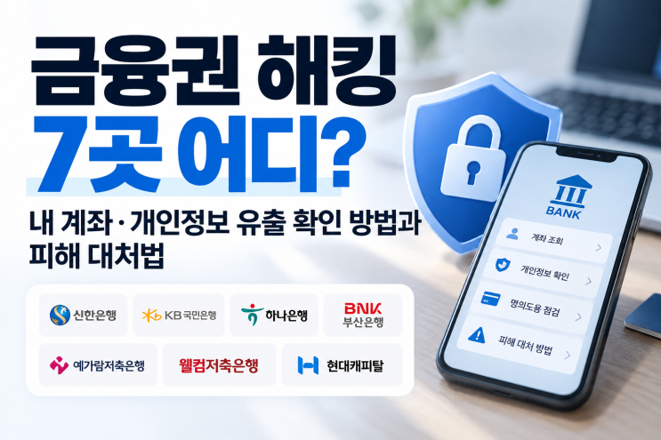 <b>금융사 해킹</b> 7곳 어디? 내 계좌·개인정보 유출 확인 방법과 피해 대....