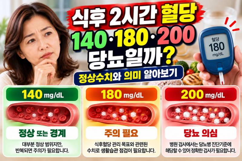 식후 2시간 혈당 140·180·200이면 당뇨일까? 정상수치 알아보기
