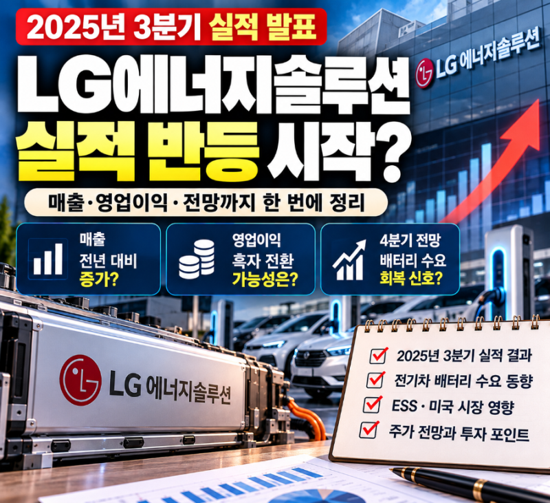 LG에너지솔루션 3분기 영업이익 7,560억원! ESS가 살렸다? 2026년 실적·주가 전망