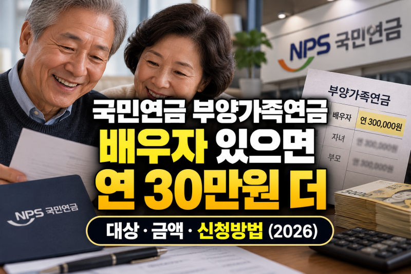 국민연금 부양가족연금 "배우자 있으면 연 30만원 더" 신청 안 하면 안 주는 대상·금액·신청....