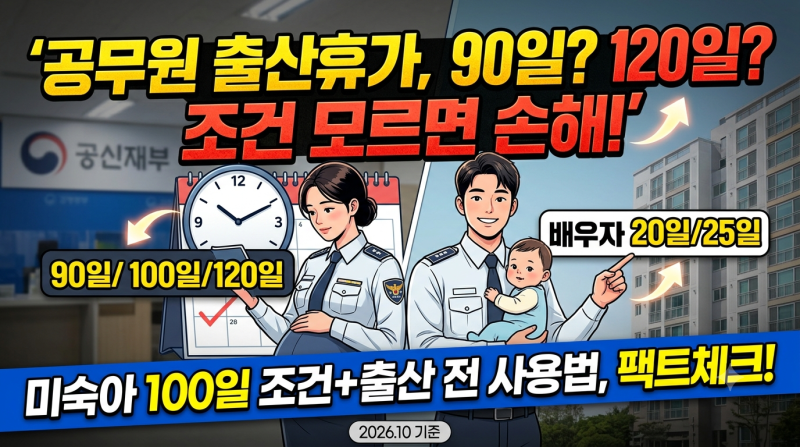 공무원 출산휴가 며칠? 90일·100일·120일 조건 정리