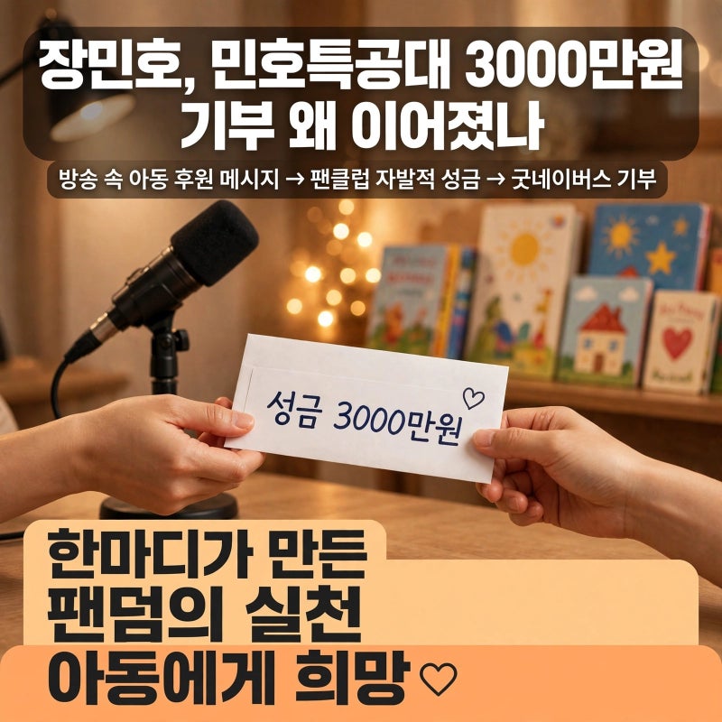 장민호, 민호특공대 3000만원 기부는 왜 이어졌나