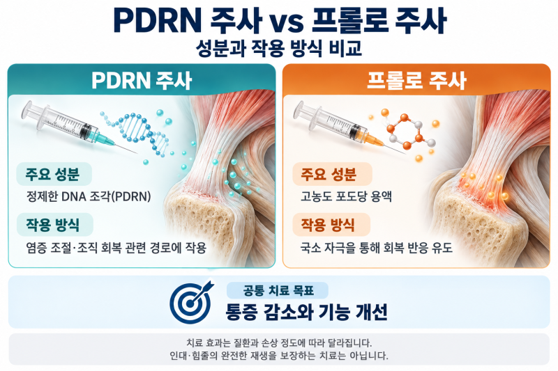 프롤로주사 (인대강화주사)? PDRN주사 (DNA주사)? 비교