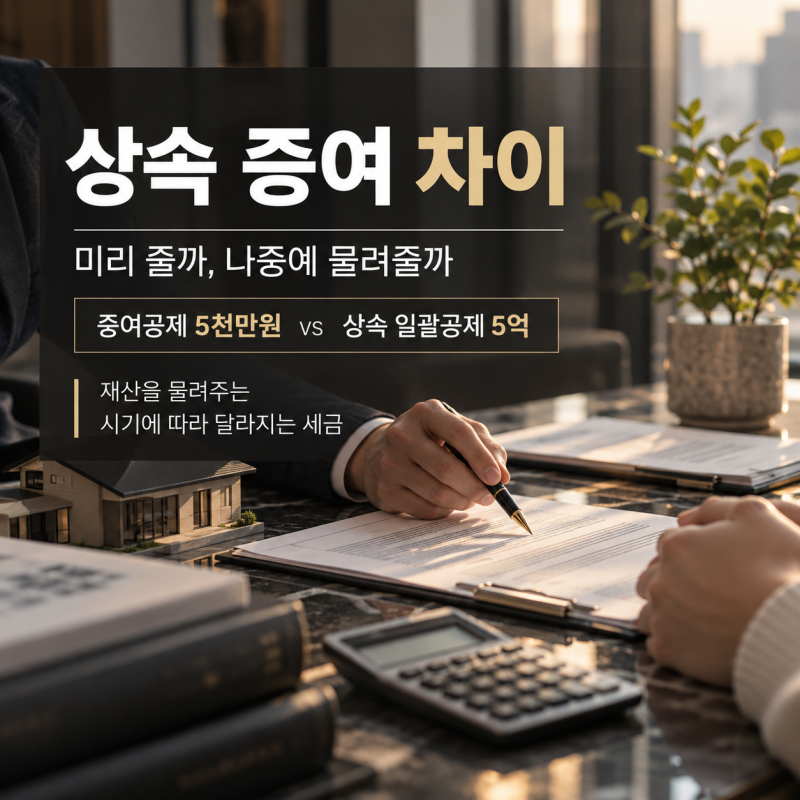상속 증여 차이, 증여공제 5천만원 vs 상속 일괄공제 5억