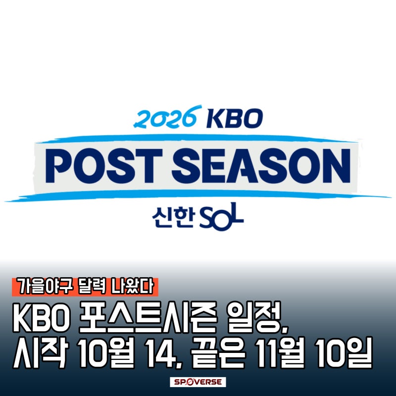 KBO 포스트시즌 일정, 시작은 10월 14일, 끝은 11월 10일, 가을야구 달력 나왔다