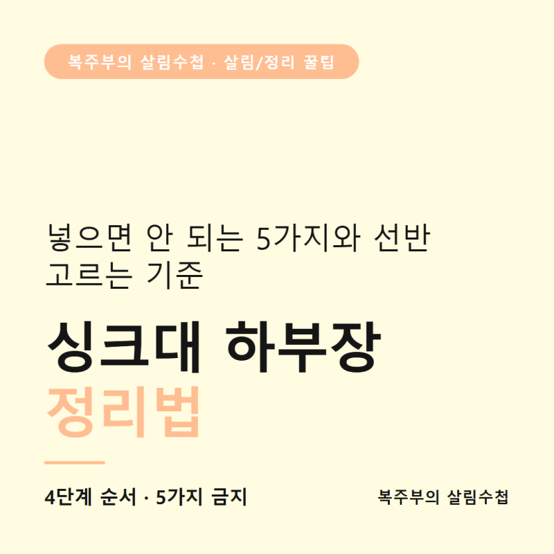 싱크대 하부장 정리법, 넣으면 안 되는 5가지와 선반 고르는 기준