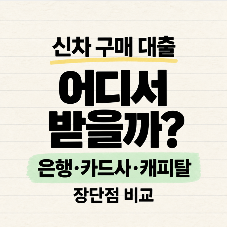 신차 구매 대출 어디서 받을까? 은행 카드사 캐피탈 장단점 비교