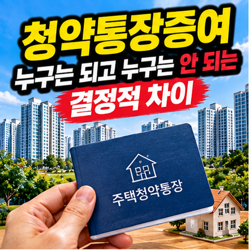 청약통장증여 누구는 되고 누구는 안 되는 결정적 차이