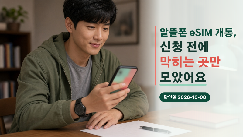 알뜰폰 eSIM 개통, 신청 전에 막히는 곳만 모았어요