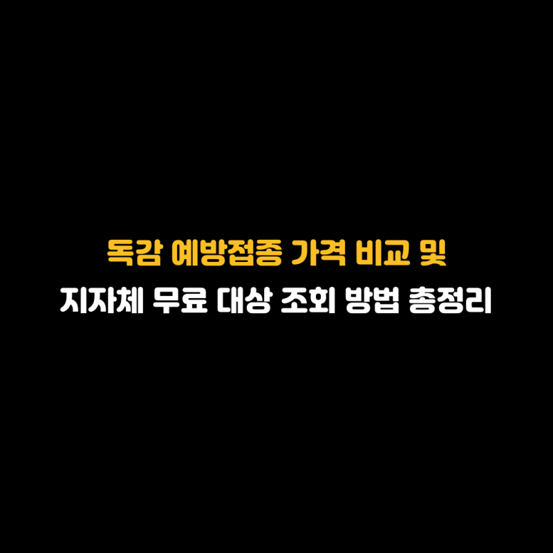 독감 예방접종 가격 비교 및 지자체 무료 대상 조회 방법 총정리