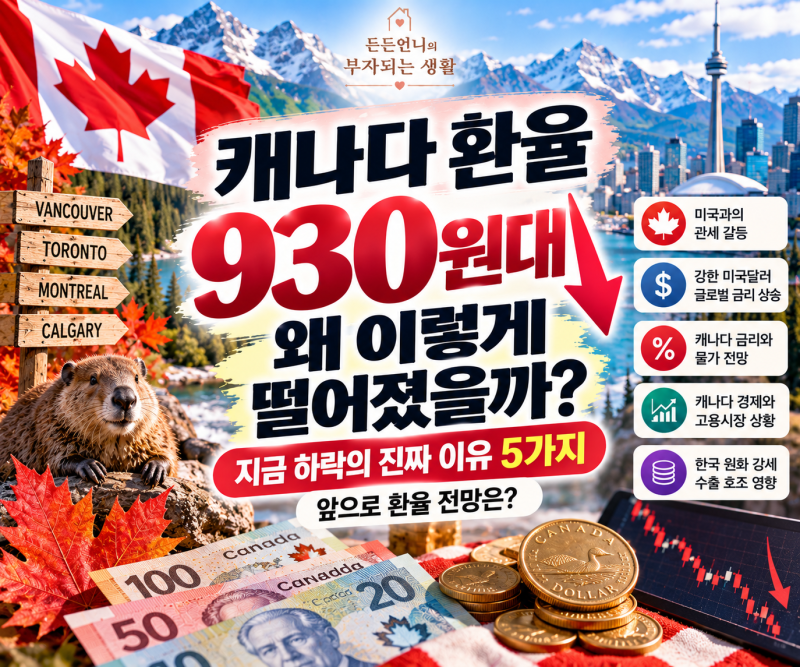 캐나다 환율 왜 930원대까지 내려왔을까? 하락 이유 5가지와 앞으로 전망ㅤㅤ