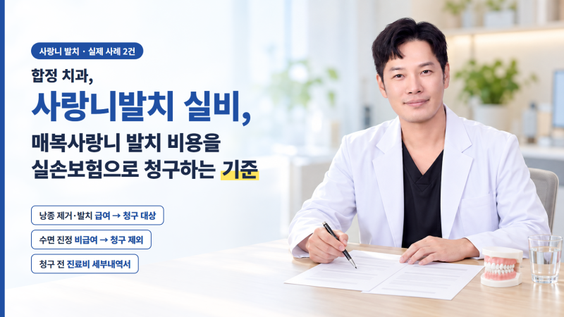 합정 치과, 사랑니발치 실비, 매복사랑니 발치 비용을 실손보험으로 청구하는 기준