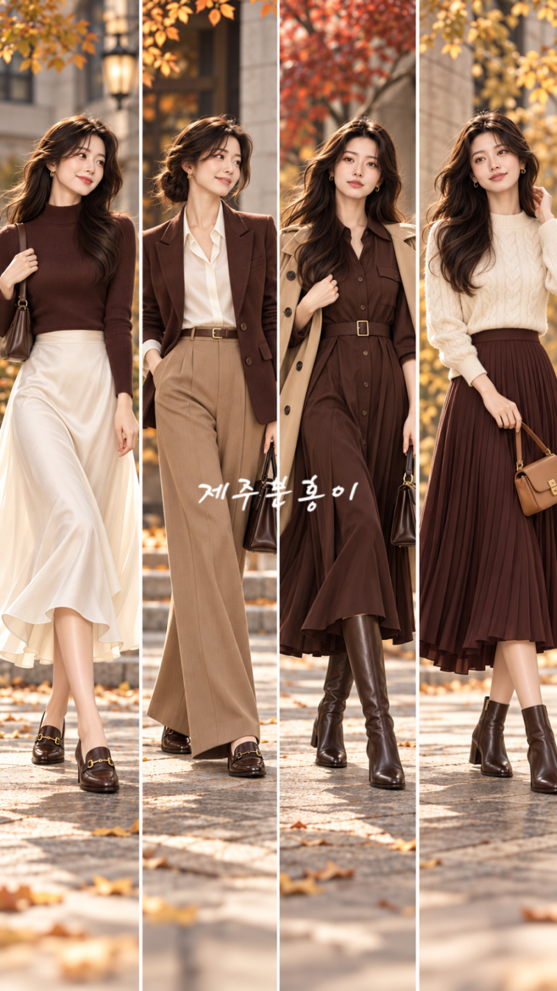 초콜릿 브라운 코디 4가지 / 가을 분위기 살리는 여성 데일리룩