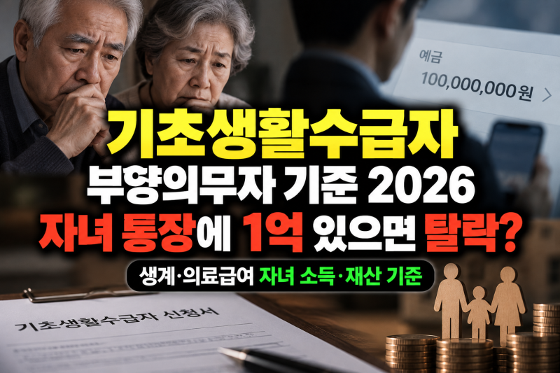 기초생활수급자 부양의무자 기준 2026 "자녀 통장에 1억 있으면 부모님 탈락?" 생계·의료급여 ....
