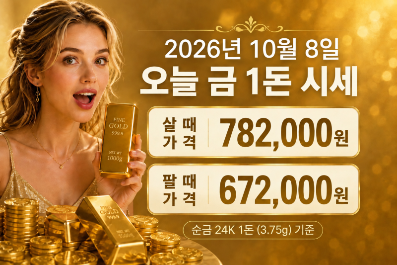 10월 8일 오늘 금시세 순금 1돈 24K 18K 14K 백금 은 가격 총정리