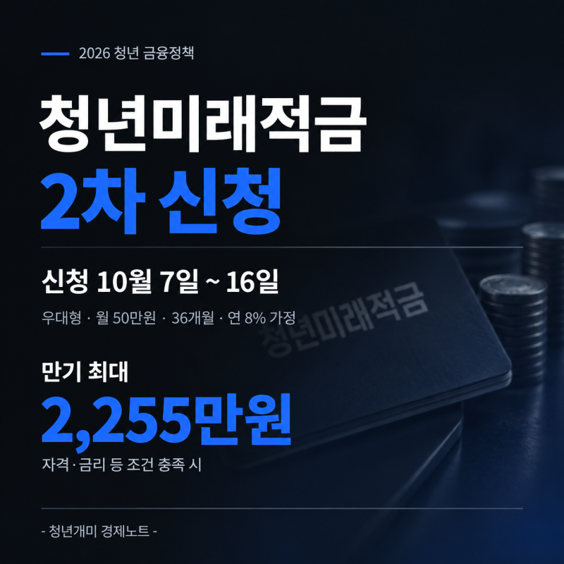청년미래적금 2차 신청기간·자격 조건, 2,255만원 받는 방법과 갈아타기 순서