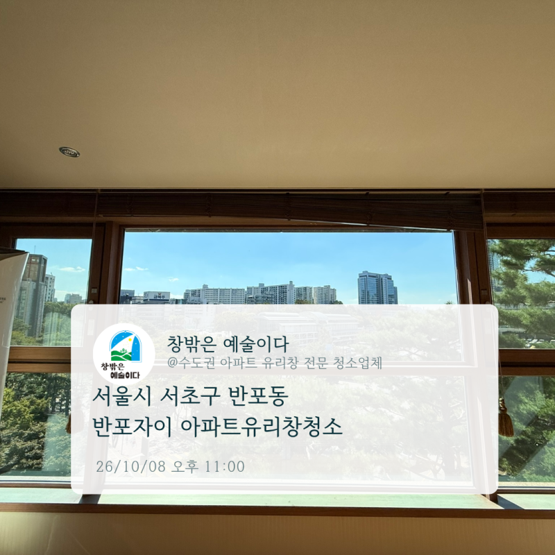 서울 서초구 반포자이 35평 아파트 유리창청소 55만원, 2인이 작업한 이유