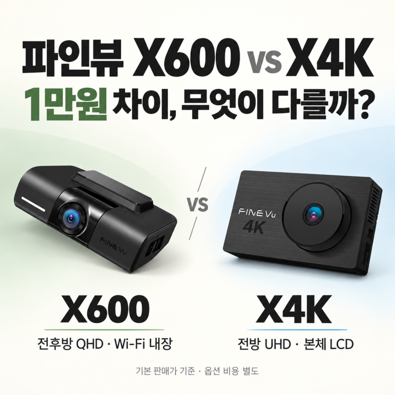 파인뷰 X600 vs X4K 비교, 1만원 더 내면 이득일까?