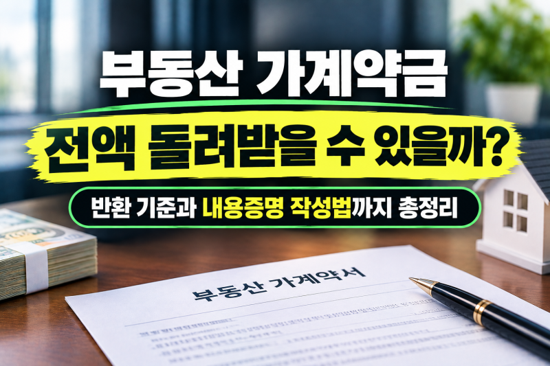 부동산 가계약금 취소시 전액 돌려받을 수 있을까? 반환 기준과 내용증명 작성법까지 총정리