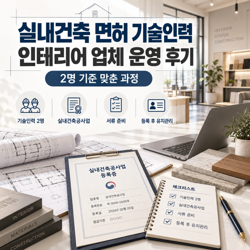 실내건축 면허 기술인력 | 인테리어 업체 운영하며 2명 기준 맞춘 후기