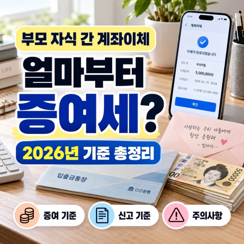 부모가 자녀에게 돈 보내면 증여세? 계좌이체 얼마부터 걸릴까?