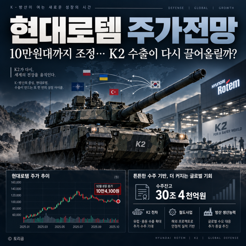 현대로템 주가전망, 10만원대까지 조정… K2 수출이 다시 끌어올릴까?