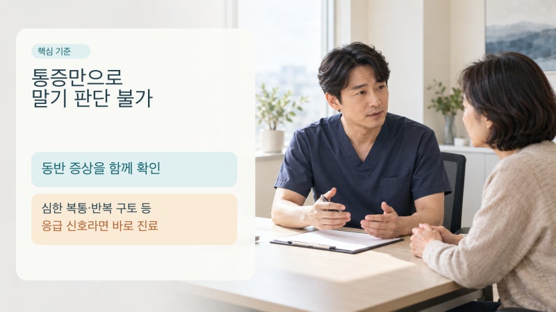 대장암 말기 증상 통증, 응급 신호와 통증 조절 기준