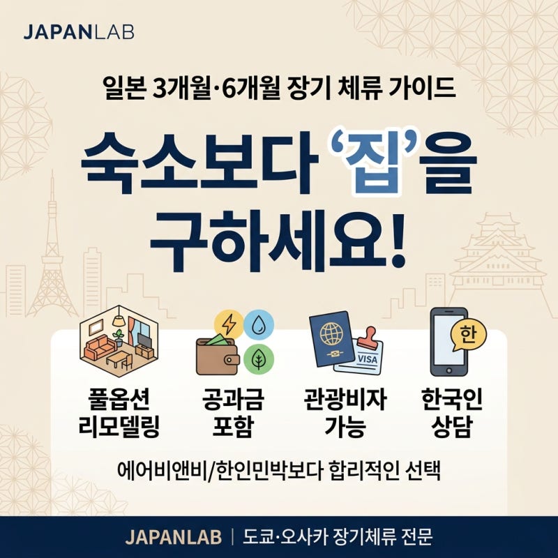 일본 3개월·6개월 살 집 구하기｜에어비앤비·한인민박보다 합리적인 장기체류 숙소