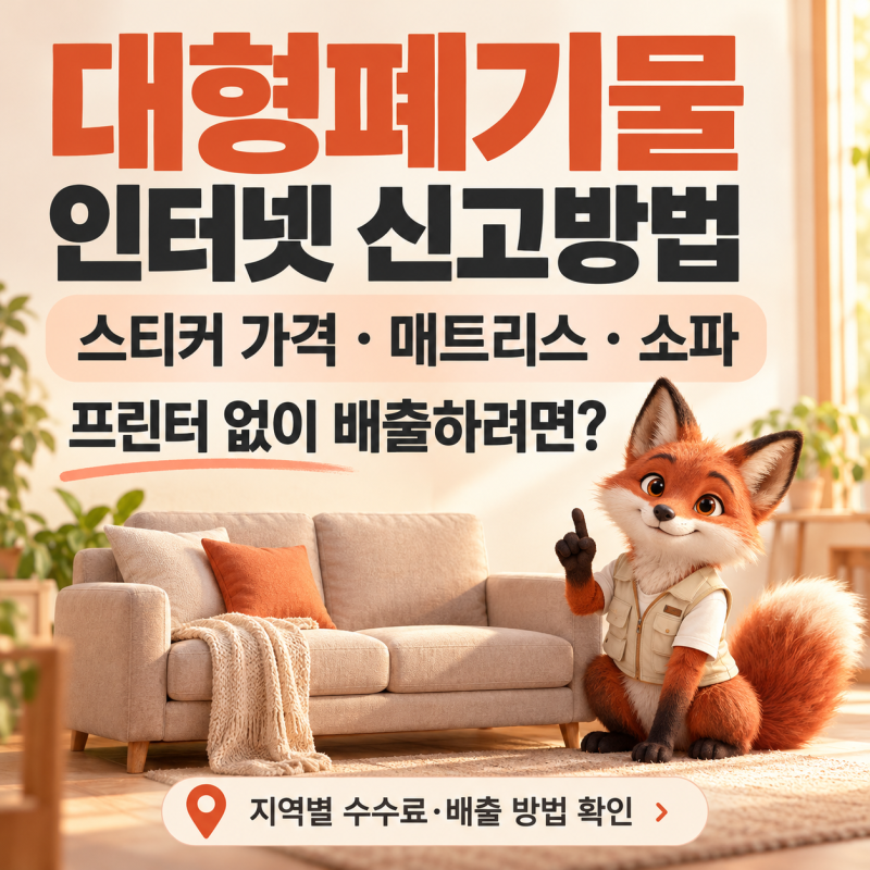 대형폐기물 인터넷 신고방법｜스티커 가격·매트리스·소파 버리기·프린터 없이 배출하기