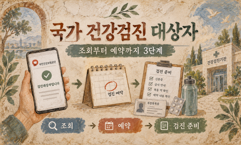 국가 건강검진 대상자, 조회부터 예약까지 3단계