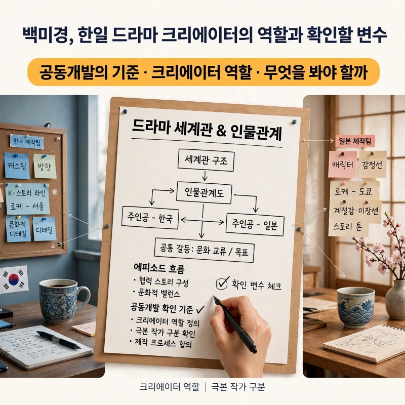 백미경, 한일 드라마 크리에이터의 역할과 확인할 변수