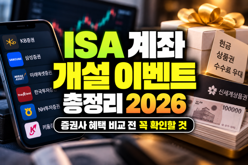 ISA 계좌 개설 이벤트 총정리 2026, 증권사 혜택 비교 전 꼭 확인할 것